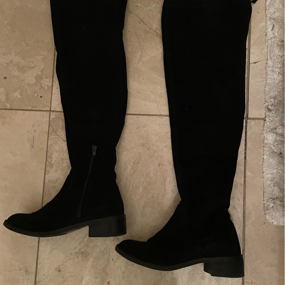 Black Suede over the knee boot with flat sole by Aldo Size 7.5 (used)